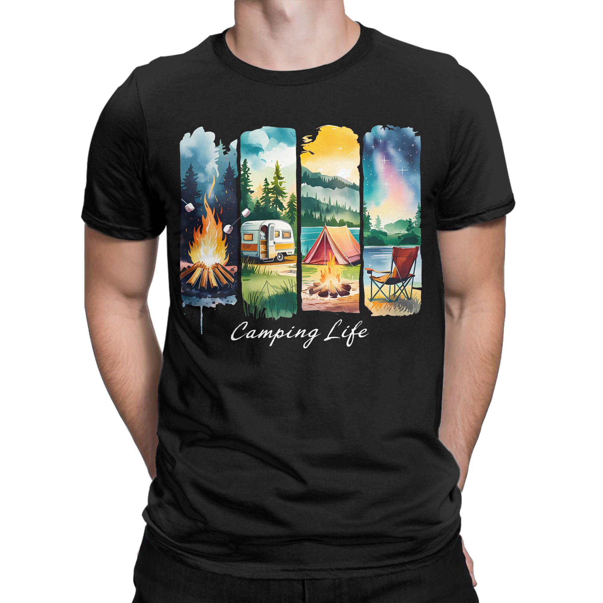 Outdoor Adventure Tent - Camping Life T-Shirt RV Tent Campfire