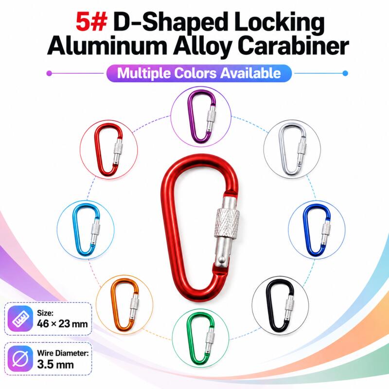 Carabiner Locking D - 10/20/50/100PCS Carabiner 5# D-Shaped Locking Hook,