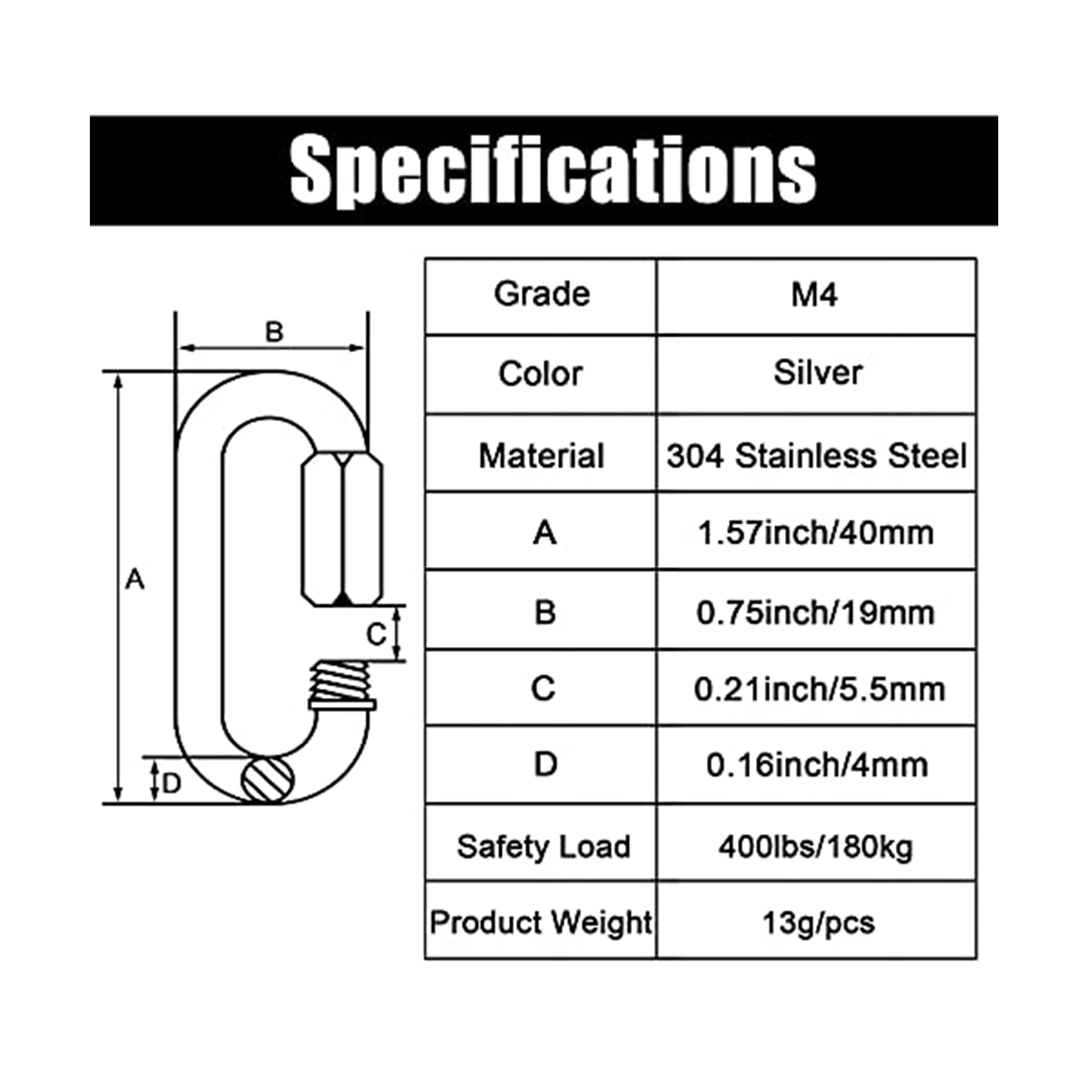 12 Pack Quick Link 5/32 Inch H - Carabiner Locking D ulasan dan harga
