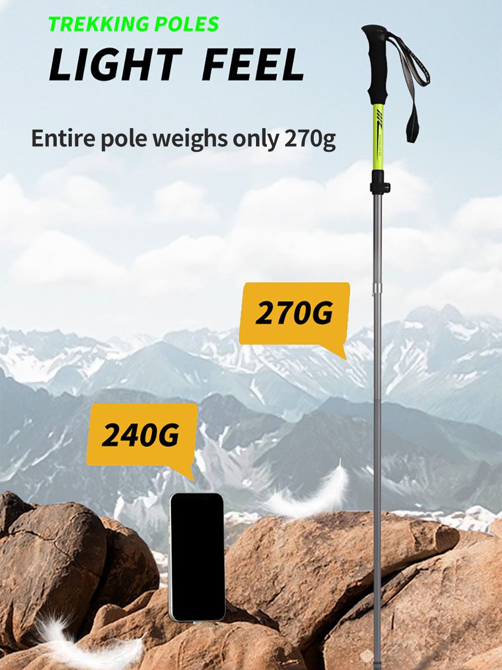 Foldable Trekking Pole 7075 Al - Trekking Pole Carbon ulasan dan harga