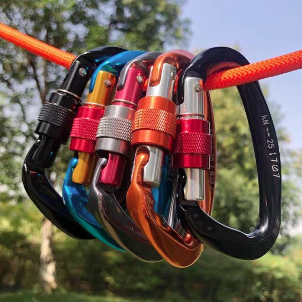 D-shape 25KN Climbing Carabine - Carabiner Locking D ulasan dan harga