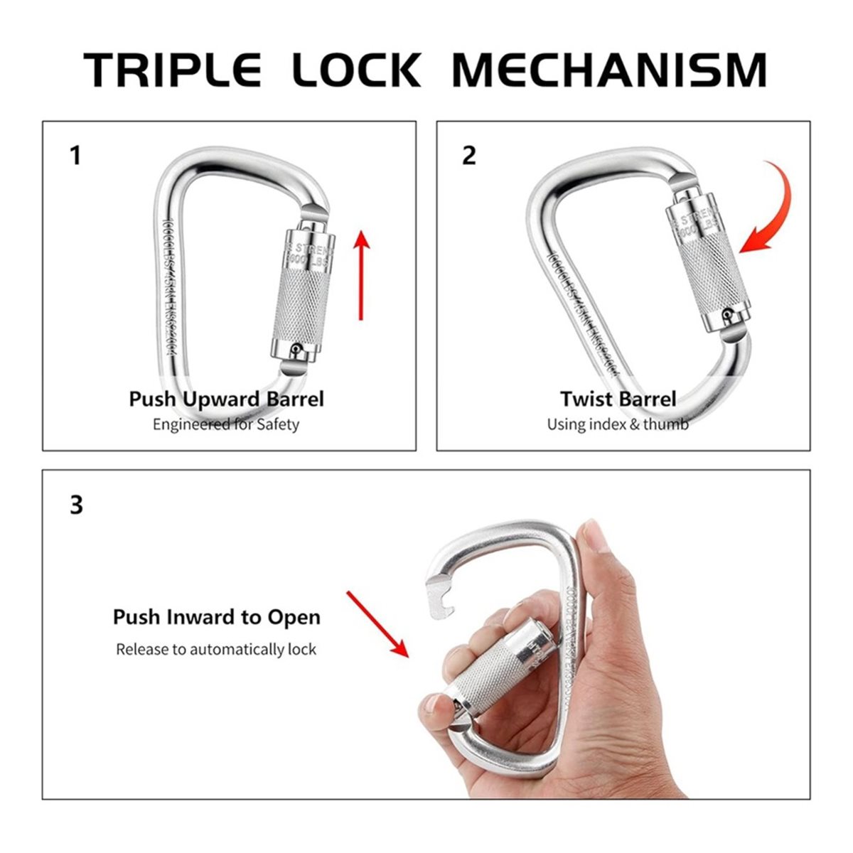 (A99Z) 45kN Auto Locking Carab - Carabiner Locking D ulasan dan harga