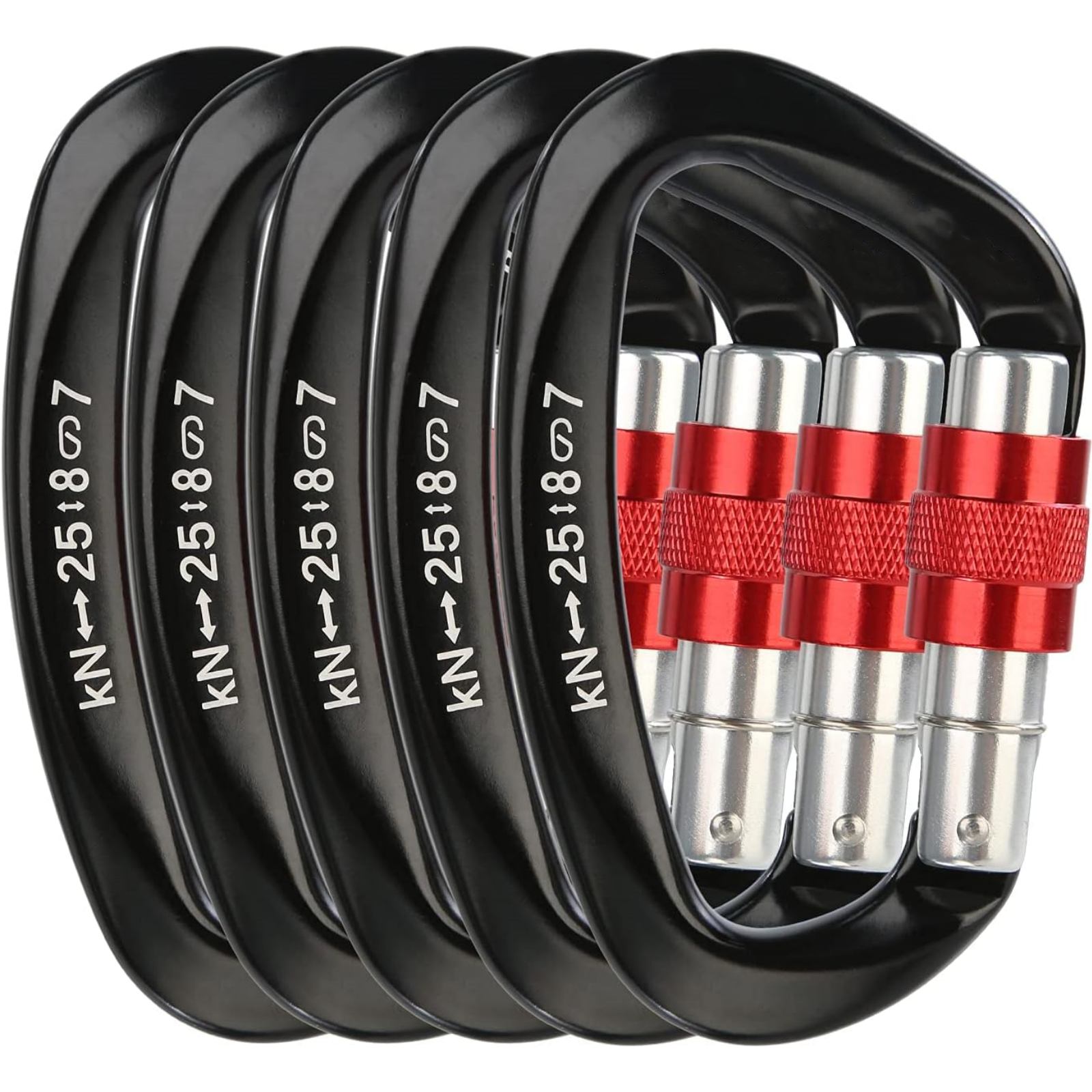 5Pcs/Set 25KN D-Shape Aluminum - Carabiner Locking D ulasan dan harga