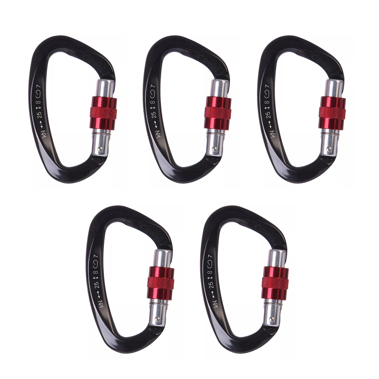 5Pcs/Set 25KN D-Shape Aluminum - Carabiner Locking D ulasan dan harga