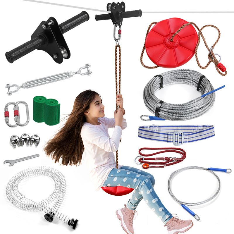 Kids Zipline Kit with Disc Swi - Outdoor Adventure Ziplines & Waterfall ulasan dan harga