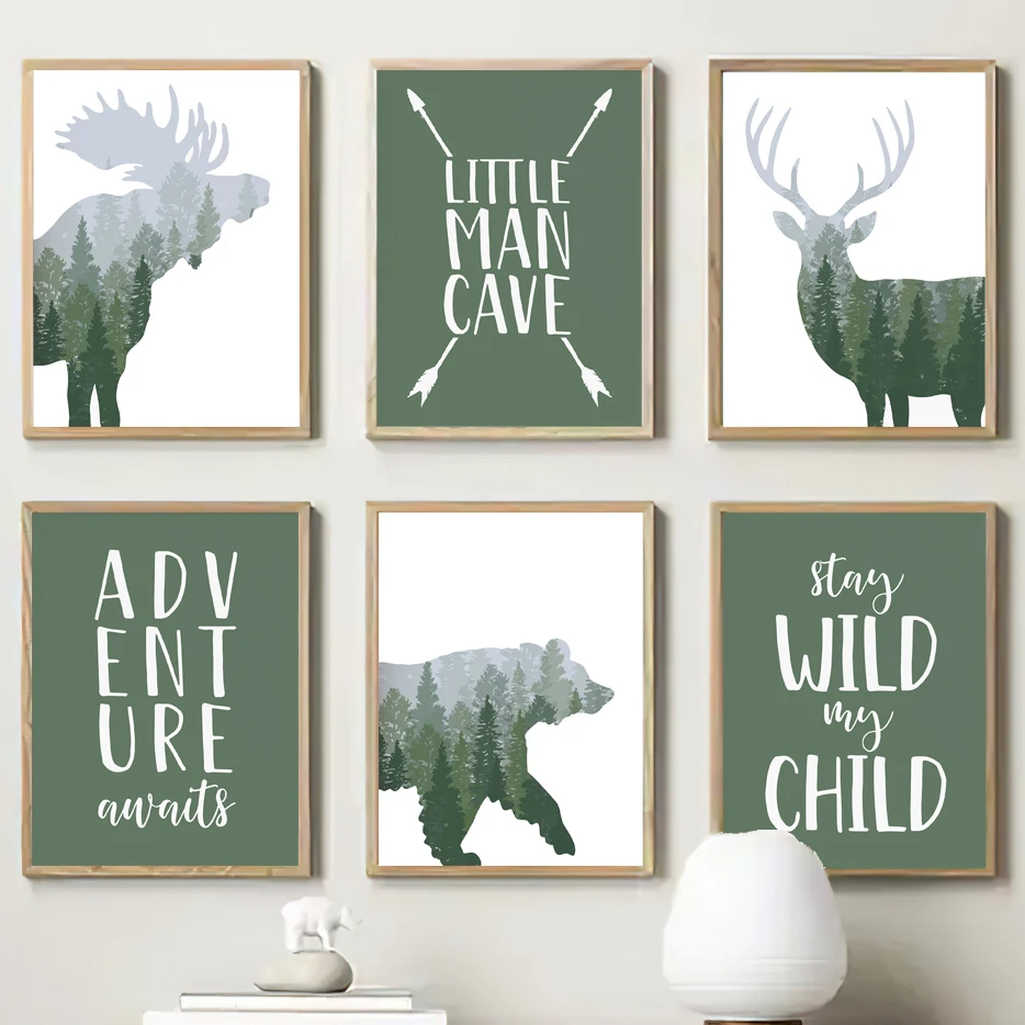 Green Woodland Deer Bear Moose - Outdoor Adventure Quotes ulasan dan harga