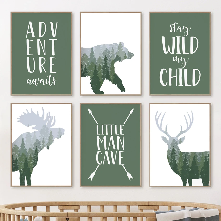 Green Woodland Deer Bear Moose - Outdoor Adventure Quotes ulasan dan harga